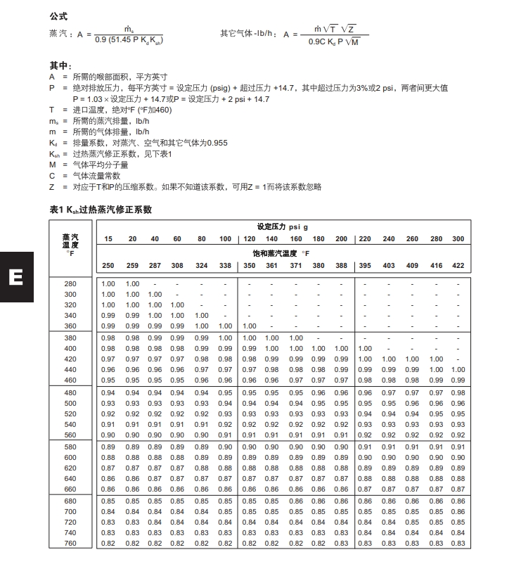 斯派莎克SV74安全閥計(jì)算公式