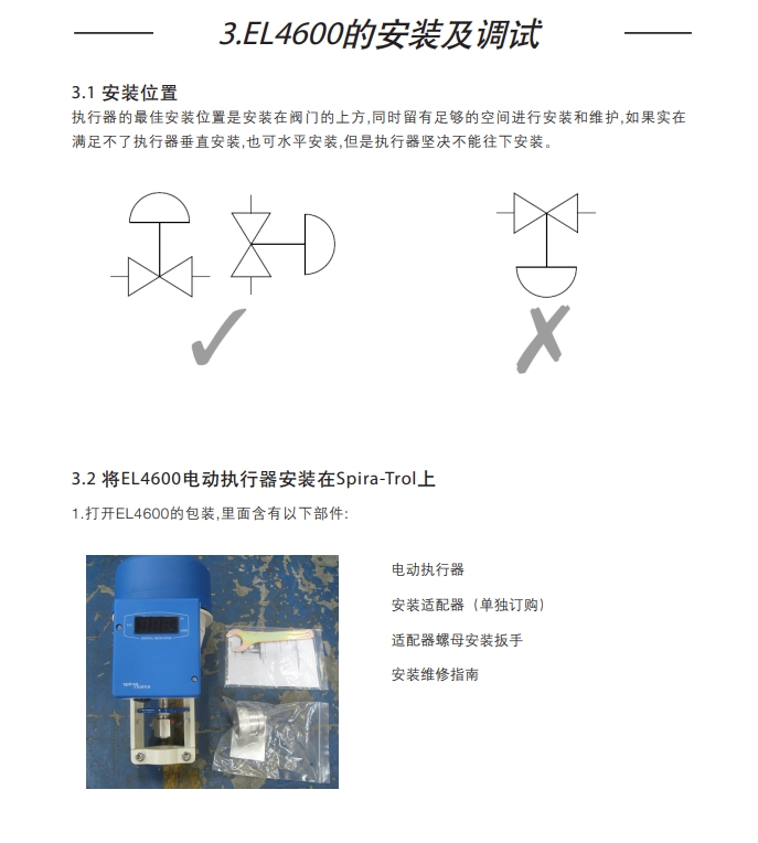 斯派莎克EL4611電動(dòng)執(zhí)行器調(diào)試步驟