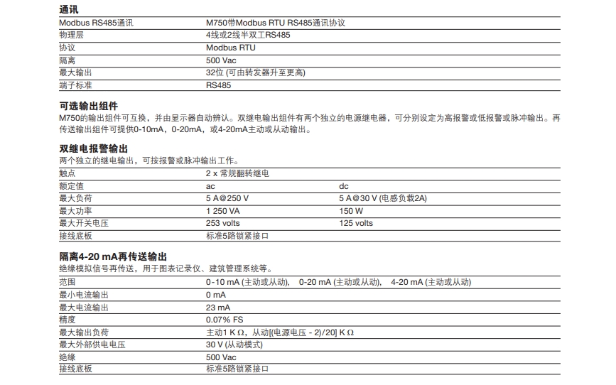 斯派莎克M750顯示器技術(shù)參數(shù)